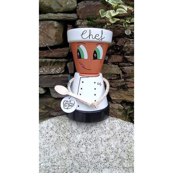 Chef decorativos  para cocina en terracota pintados a mano