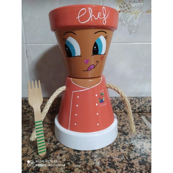 Chef decorativos  para cocina en terracota pintados a mano