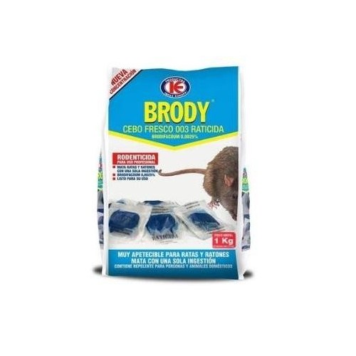 Raticida Brody cebo fresco ratas y ratones envase ahorro de 1 kg