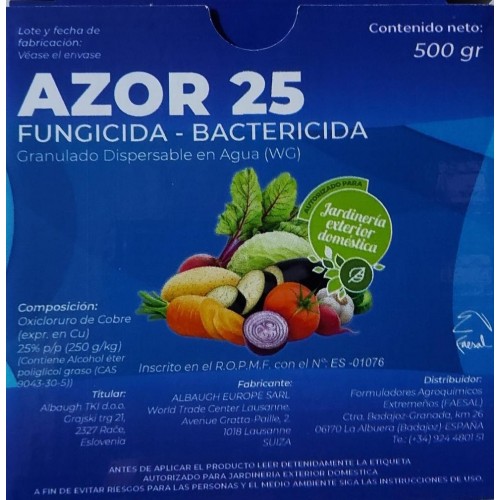 Fungicida bactericida AZOR 25 envase 500 grs