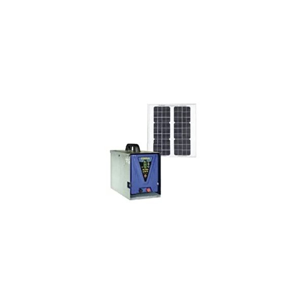 Pastor eléctrico solar corral a batería 12 V con cubierta metálica