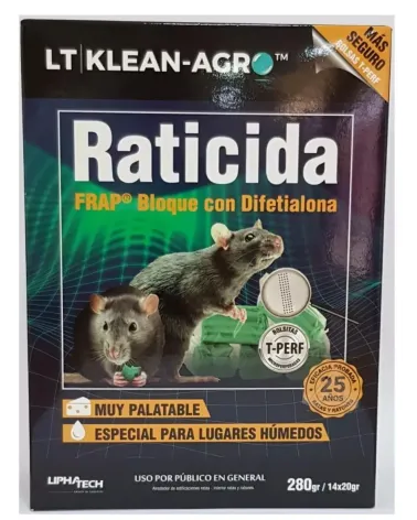 Raticida FRAP  bloque con Difetialona 280 gr