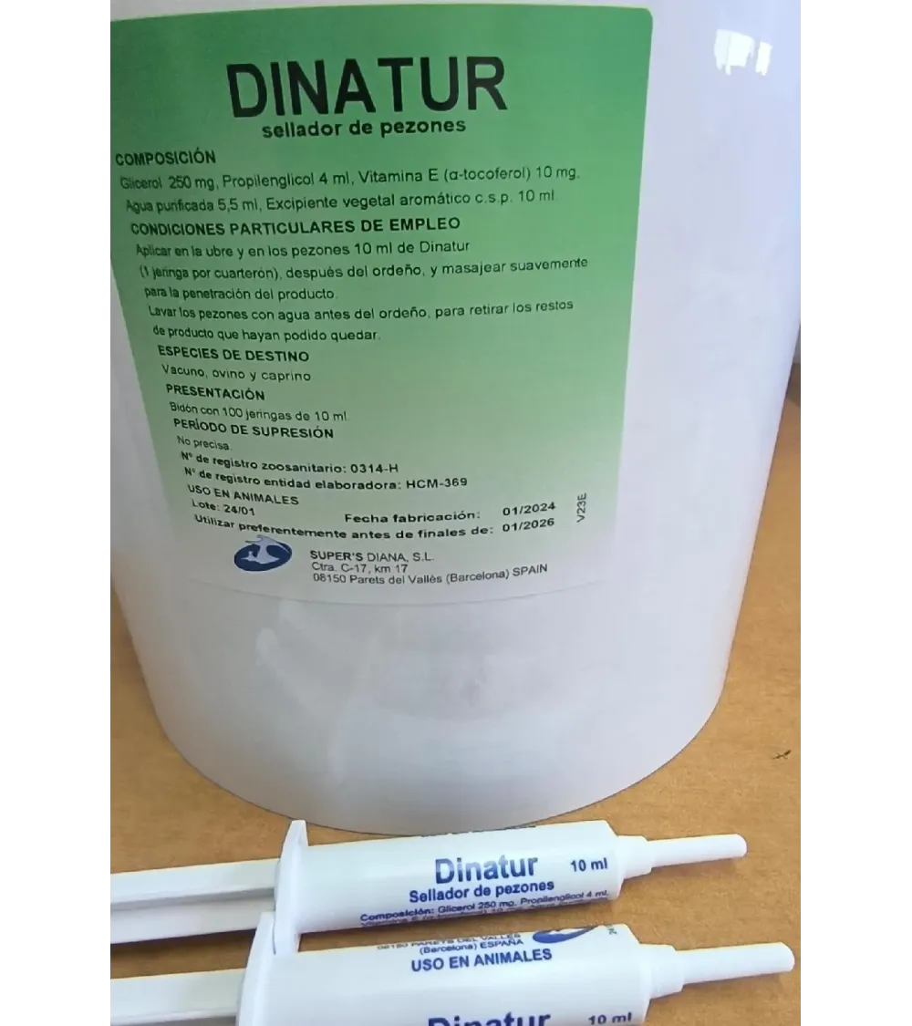 Jeringa Dinatur  sellador de pezones para vacas ,ovejas y cabras