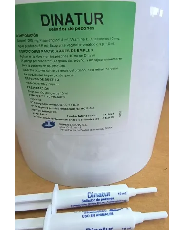 Jeringa Dinatur  sellador de pezones para vacas ,ovejas y cabras