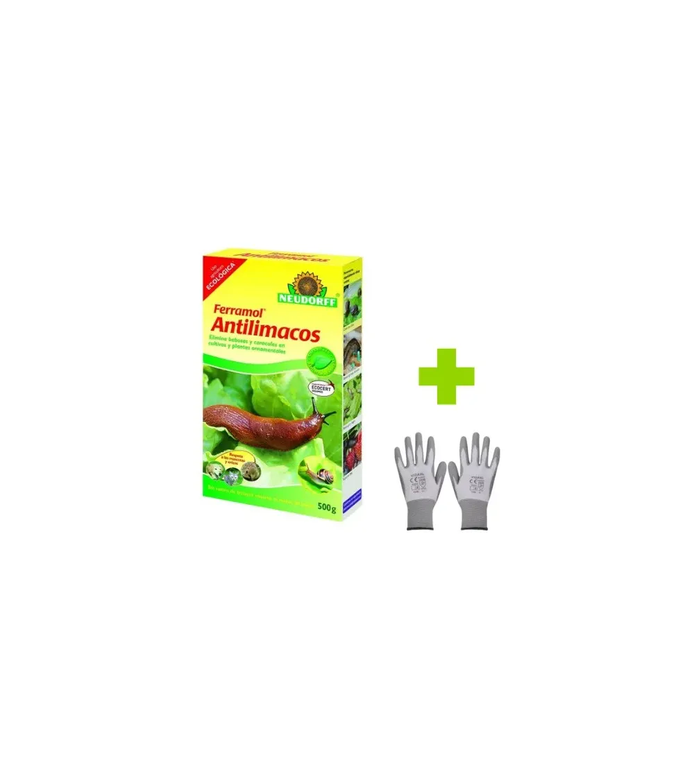 Antilimacos ecológico Ferramol NEUDORFF 500 gr + Guantes de trabajo