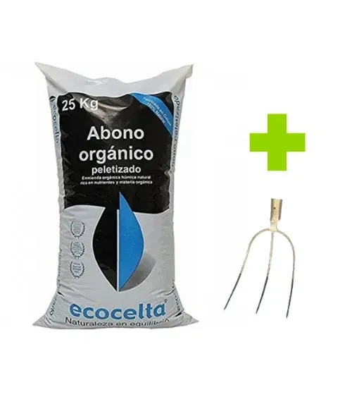 Abono orgánico ecológico de gallina 25 kg + Horca -10%