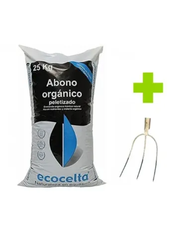 Abono orgánico ecológico de gallina 25 kg + Horca -10%