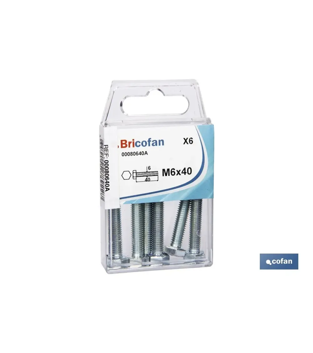 BLÍSTER DE 6 UDS. DIN-933 M-6X40 ZINC VENTA UNITARIA