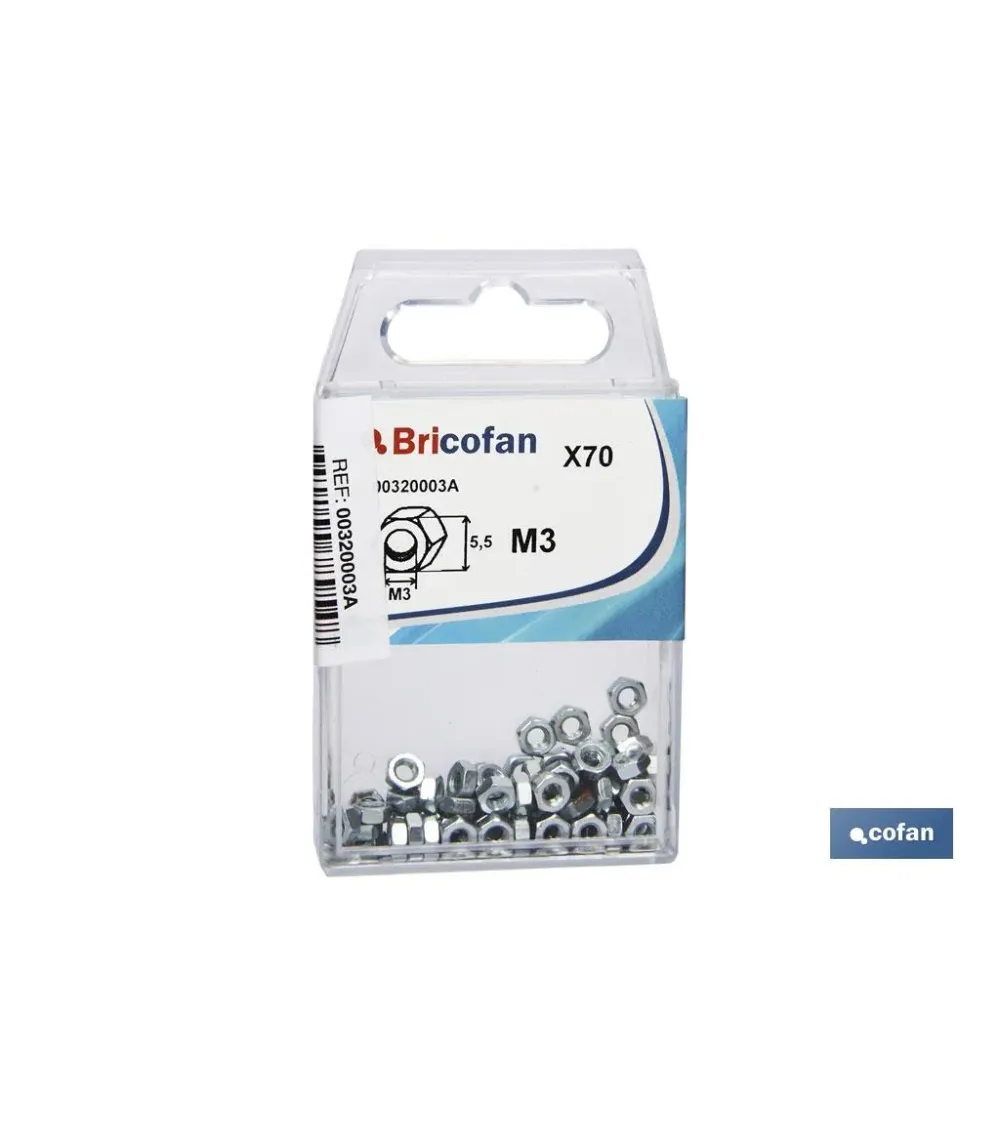 BLÍSTER DE 70 UDS. DIN-934 M-3 ZINC VENTA UNITARIA