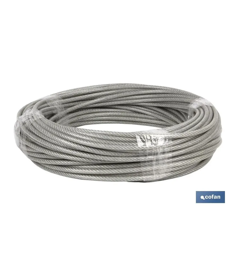 CABLE ACERO (7mm) 5X7MM  6X7+1 PLAST. (100 M)