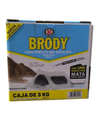Raticida Brody cebo fresco ratas y ratones envase ahorro de 3 kg