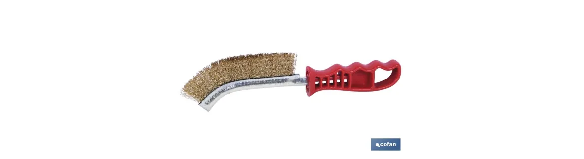 Cepillo Universal de acero latonado | Mango ergonómico rojo | Longitud 240 mm