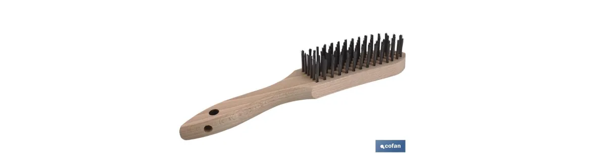 Cepillo de alambre para soldadura | Varias líneas | Acero con mango de madera