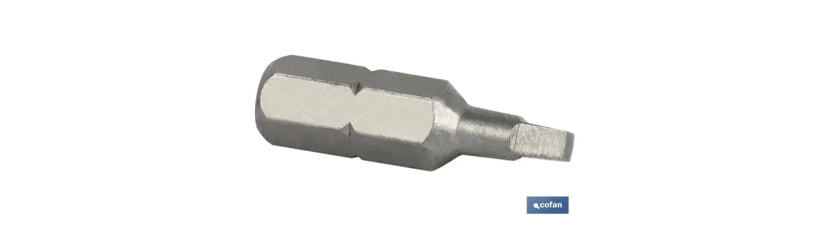 Punta Cuadrada para atornillador de Acero | Modelo 1/4 Robertson Estándar | Longitud 25 y 50 mm
