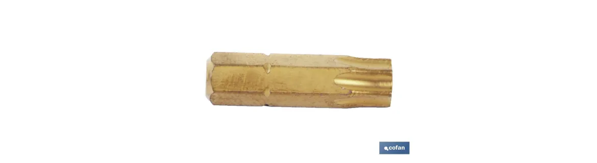 Punta para atornillador | Fabricado en Titanio | Modelo 1/4 Torx | Longitud 25 mm