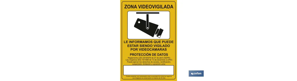 Señal de videovigilancia. El diseño de la señal puede variar, pero en ningún caso se variará el significado de la misma.
