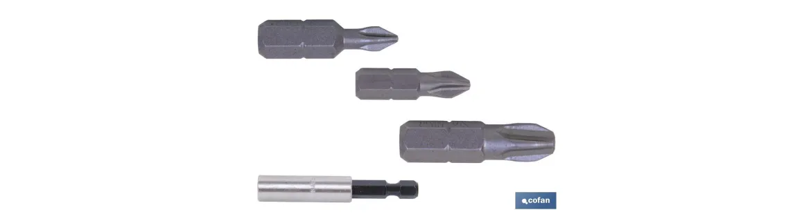 Kit de puntas de atornillar y adaptador | Contenido 3 puntas Phillips y un adaptador | Modelo 1/4 PH