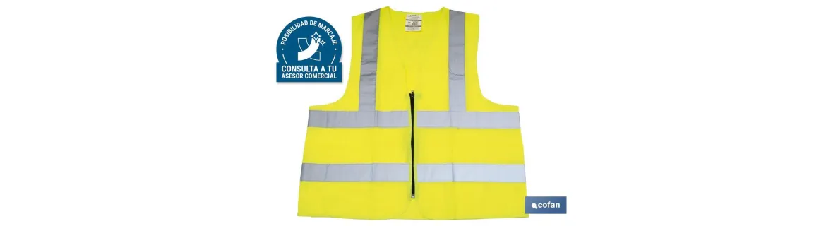 Chaleco Amarillo de alta visibilidad | Con cierre de cremallera | Varias Tallas Disponibles