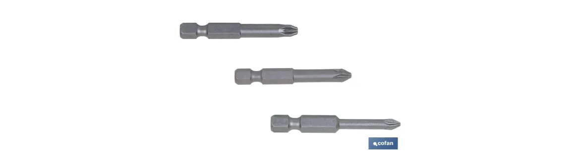 Kit de puntas de acero para atornillar | Contenido 3 puntas Pozi drive de 50 mm | Modelo 1/4 PZ
