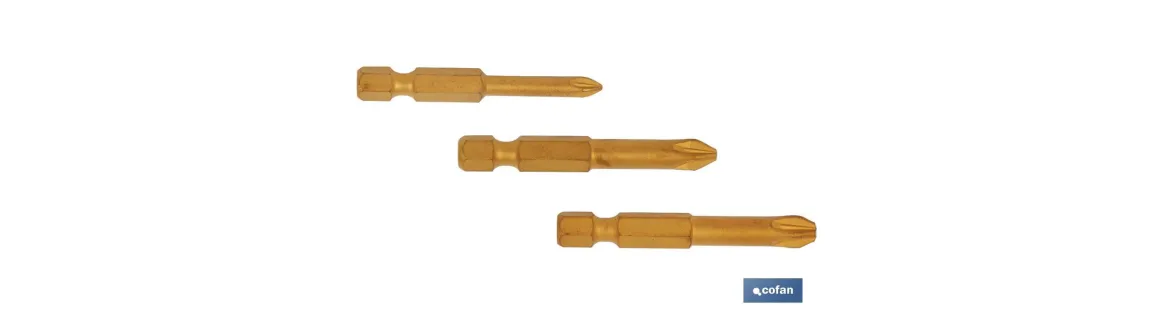 Kit de puntas de Titanio para atornillar | Contenido 3 puntas Pozi drive de 50 mm | Modelo 1/4 PZ