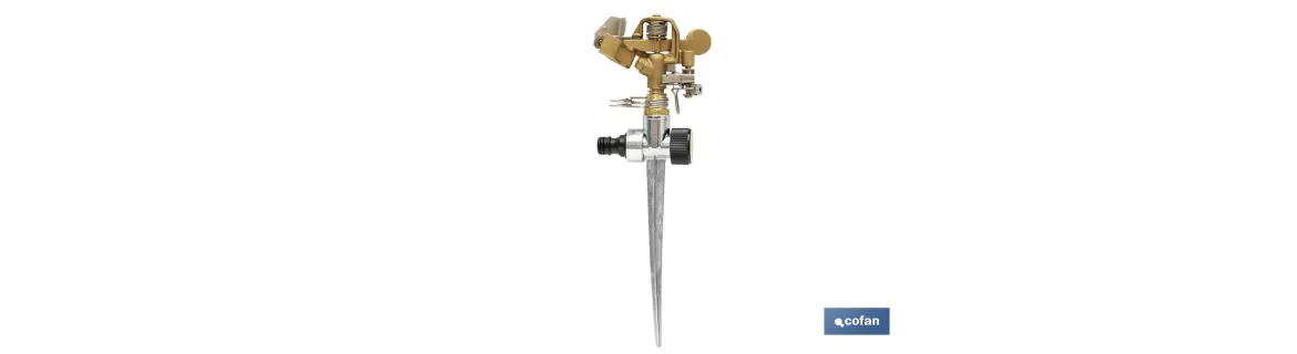 Aspersor sectorial 360º con piqueta | De metal | Para jardín y agricultura | Superficies grandes
