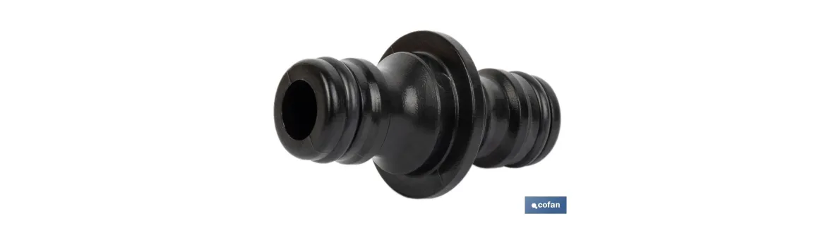 Conector doble para mangueras de jardín | Rosca macho para empalmes | Polietileno | Rápido de instalar