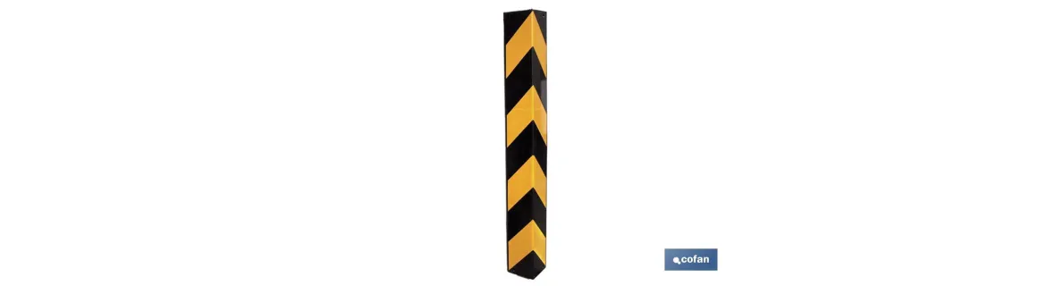 Esquinero recto de caucho | Medidas 80 x 10 x 1 cm | Color: amarillo y negro | Protección para esquinas