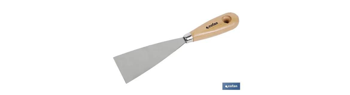 Espátula con mango en madera | Varias medidas | Hoja fabricada en acero inoxidable | Herramienta muy práctica