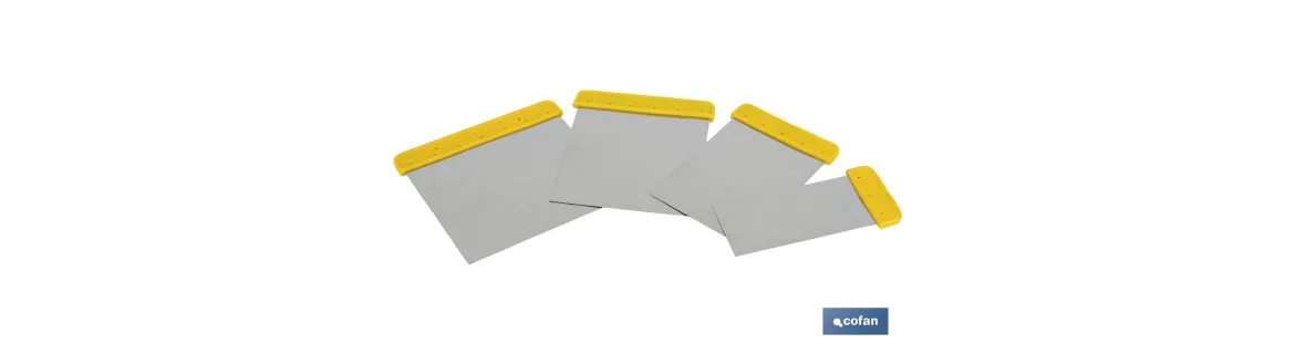 Juego de 4 espátulas | Fabricadas en acero inoxidable | Medidas de 6, 8, 10 y 12 cm | Para pintor o chapista