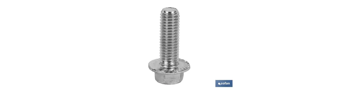 Tornillo Hexagonal con base ranurada DIN 6921 | Clase 8.8 zincado | Medidas desde M-5 hasta M-12