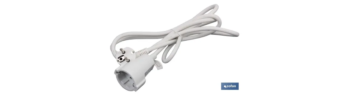 Prolongador de cable eléctrico | Varias medidas de cable (3 x 1,5 mm) | Base Bipolar