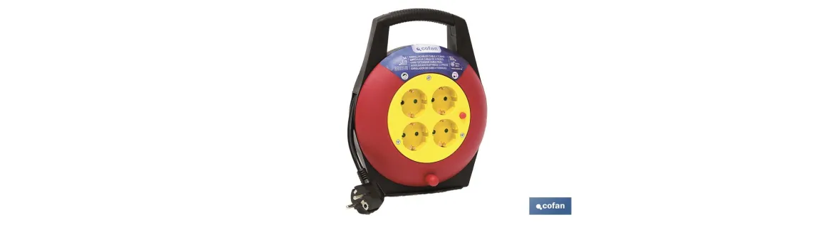 Enrollacables de 4 tomas | Longitud del cable 7 m | Sección cable 3 x 1,5 mm
