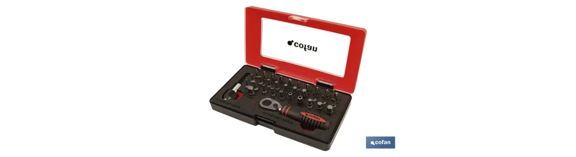 Set mini carraca 1/4 con puntas (33 pcs.)