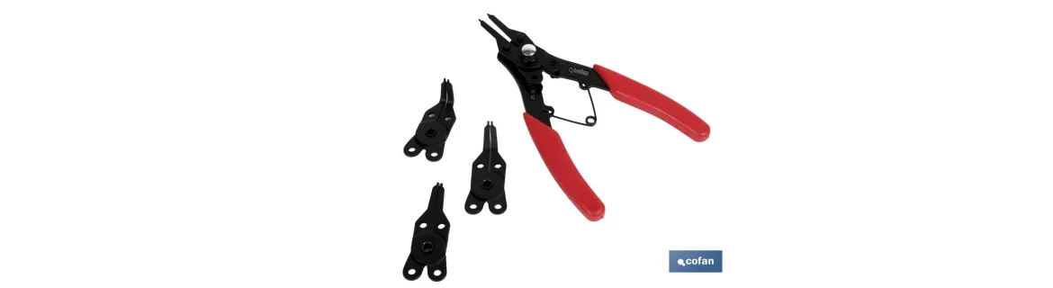 Alicates circulares intercambiables | Incluye 4 puntas multifuncionales diferentes | Longitud de los alicates: 256 mm