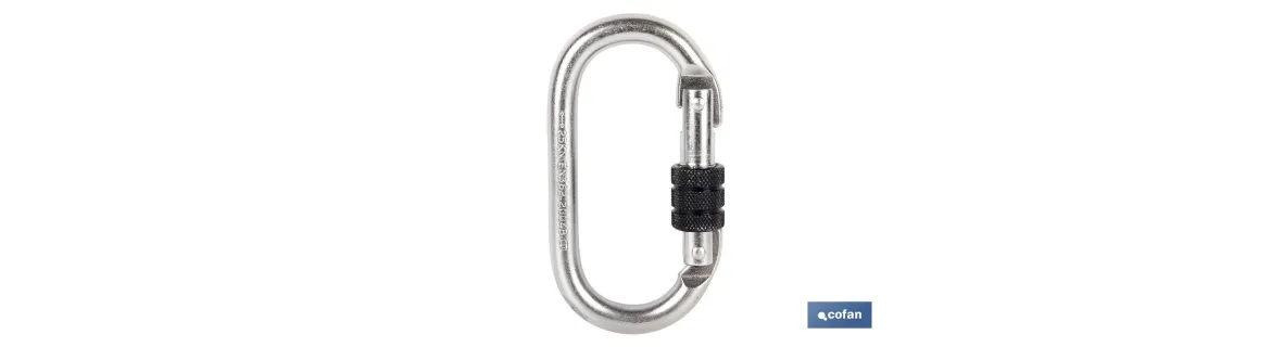 Mosquetón de seguridad | Con Roscado seguro | Resistencia 25kN | EN 362 |  Clase B I Cat lll