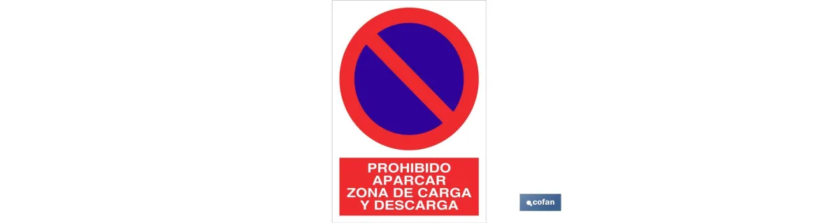 Prohibido aparcar zona carga y descarga. El diseño de la señal puede variar, pero en ningún caso se variará el significado de l