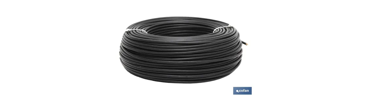 Rollo de Cable Eléctrico H07V-K | Sección de cable de varias medidas | Longitud: 100 m | Color: Negro