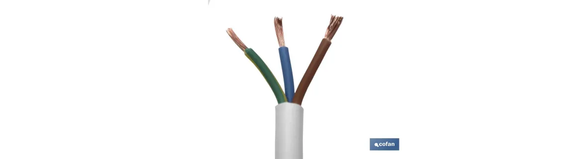 Rollo Cable Eléctrico de 100 m | PVC H05VV-F | Sección 3 x 1 mm2 | Color Blanco