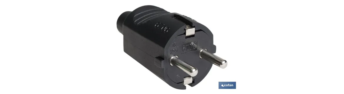 Clavija Bipolar Schuko de goma | 16 A - 250 V | Color Negro