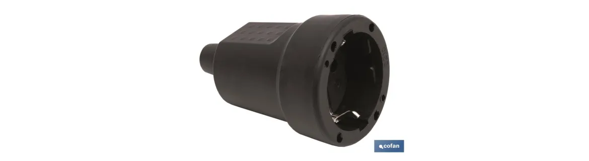 Base enchufe aérea Plug de goma | 16 A - 250 V | Color Negro