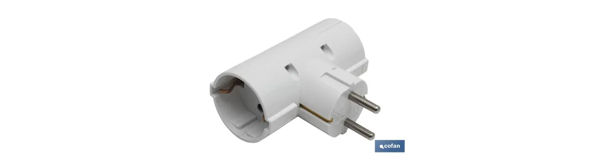 Adaptador doble Schuko 2P+T | Color Blanco | 16 A - 250 V