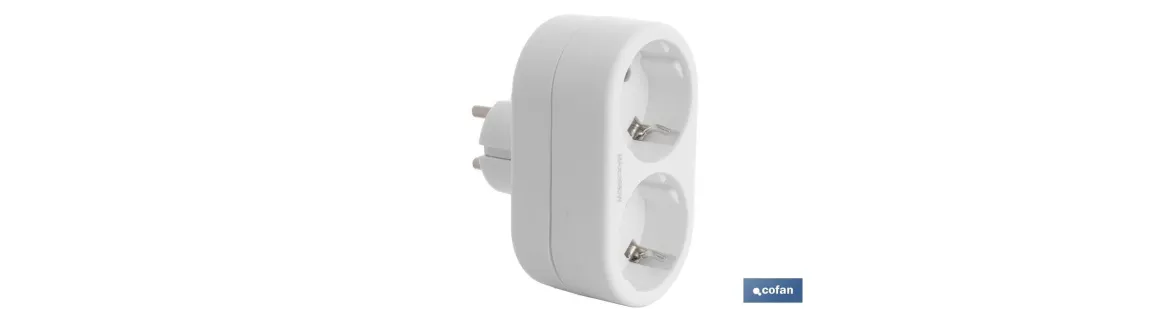 Adaptador doble Frontal Schuko | Color Blanco | 16 A - 250 V
