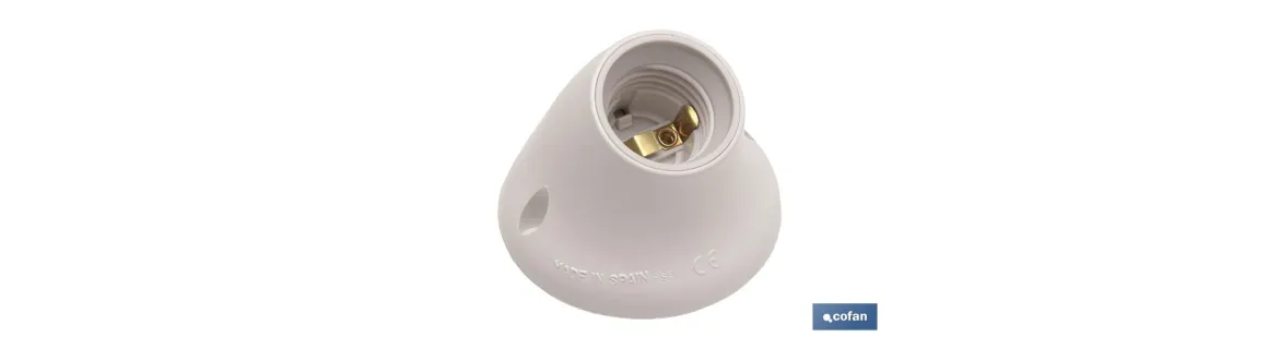 Portalámparas Termoplástico E-27 de superficie | Zócalo curvo | Color Blanco