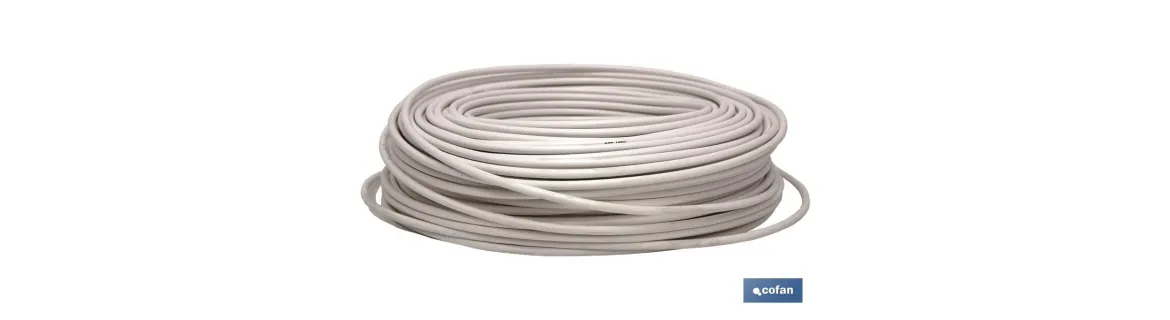 Rollo de cable de Antena TV Coaxial | 75 Ohm | Color blanco | Longitud 100 metros