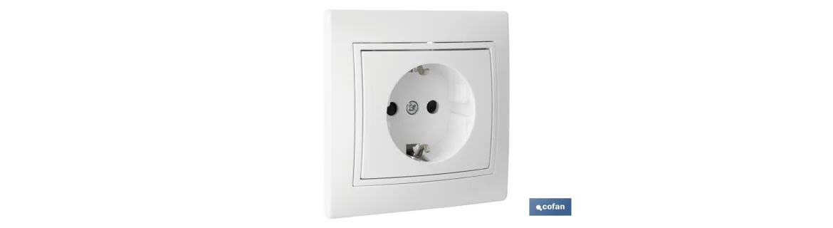 Base enchufe bipolar de empotrar | Modelo Pacific | 16 A - 250 V | L-N | Color blanco