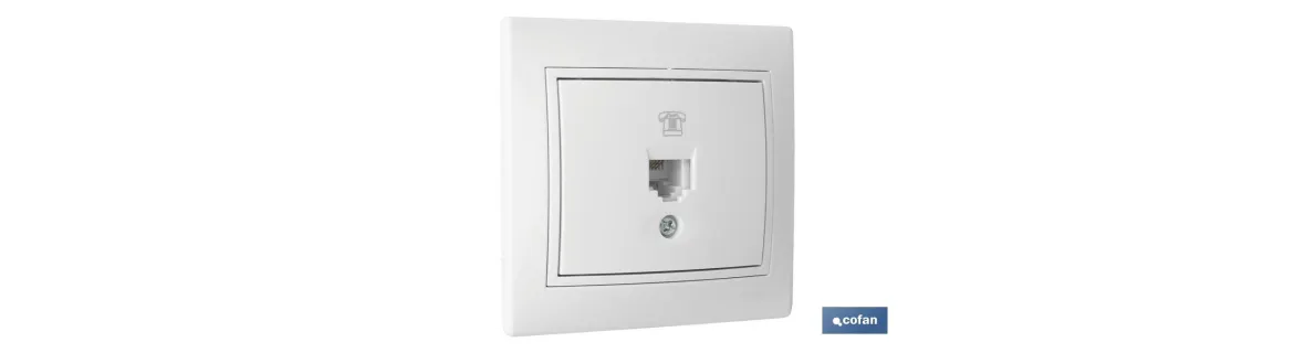 Base para Teléfono RJ11 de empotrar | Modelo Pacific | Color blanco