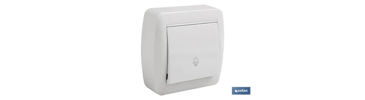 Pulsador de Campana de superficie | Modelo Atlantis | Color blanco | 10 A - 250 V