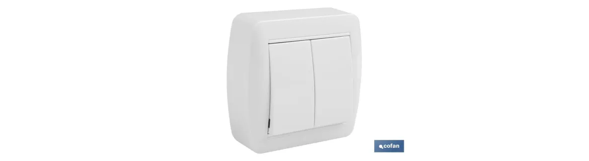Doble Interruptor de superficie | Modelo Atlantis | Color blanco | 10 A - 250 V