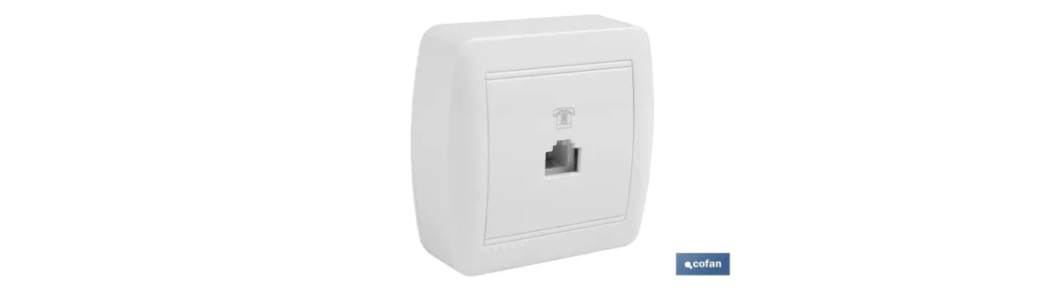 Base para Teléfono RJ11 de superficie | Modelo Atlantis | Color blanco | 10 A - 250 V