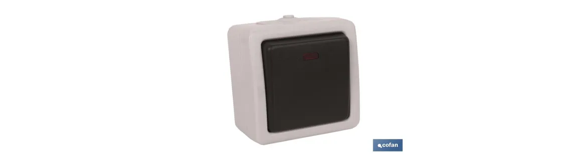 Interruptor - Conmutador Estanco IP44 | Para exteriores | 10A 250V | Color gris